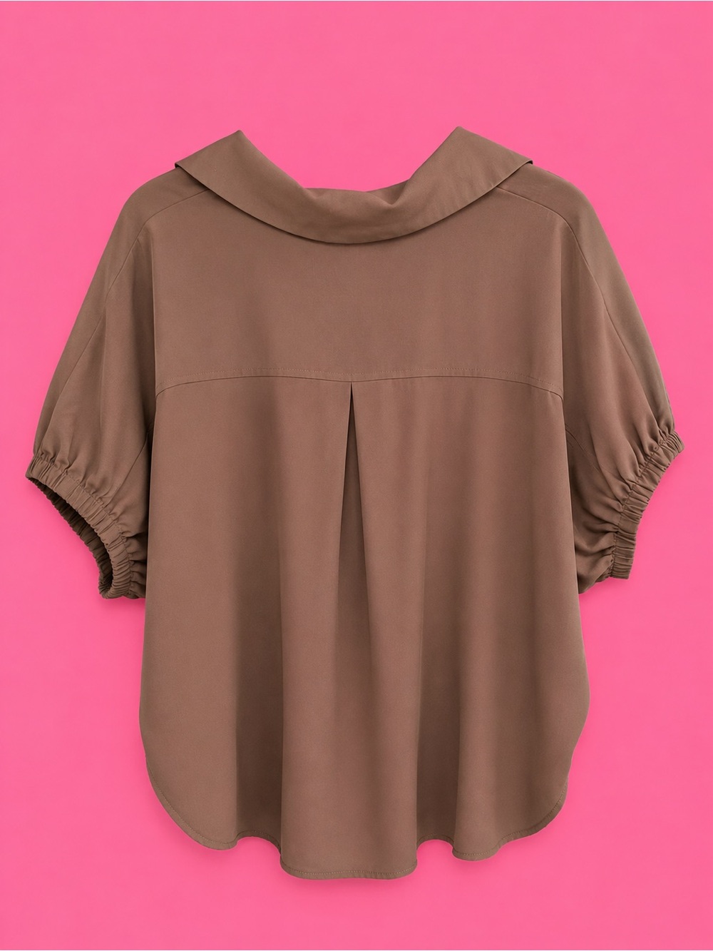 entro Relaxed Collared Short Sleeve Tunic in Brown - Picture 2 of 2